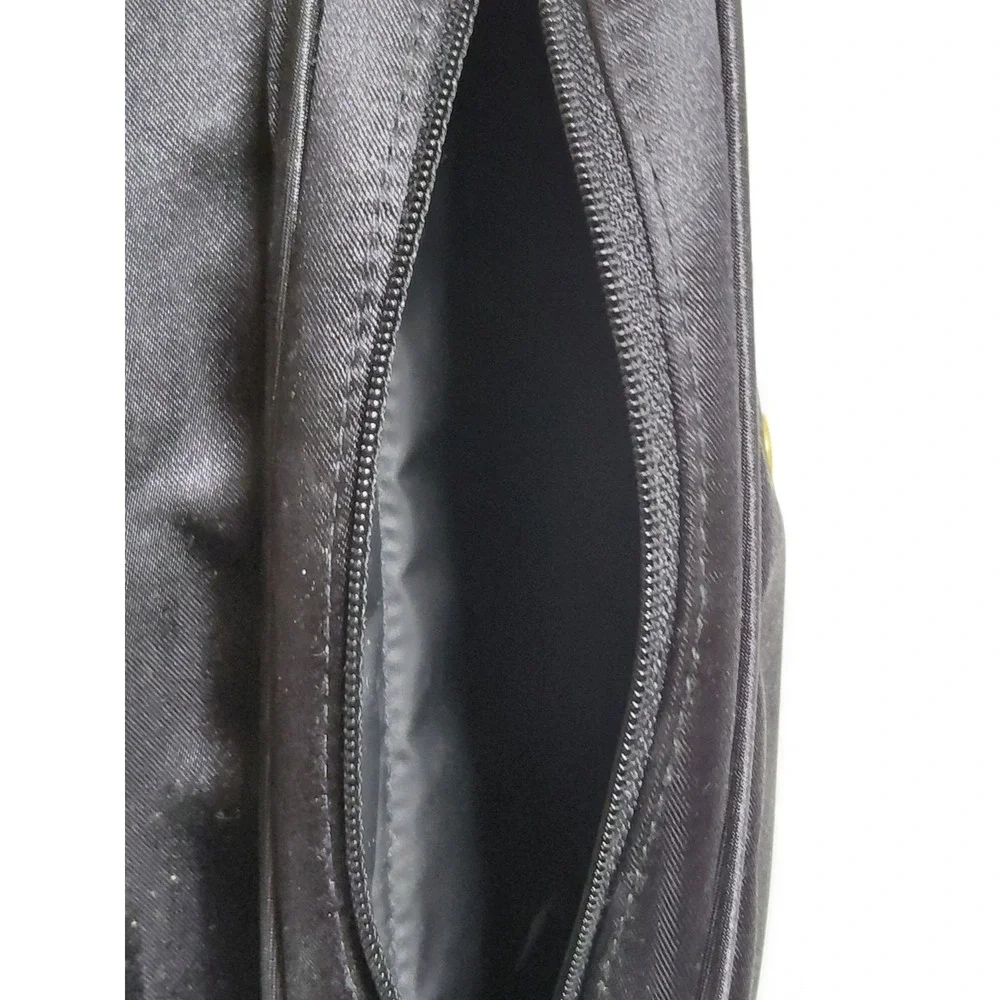 Vintage Victoria's Secret Black Satin Makeup Cosmetic Bag Pouch Mirror 90s Y2K